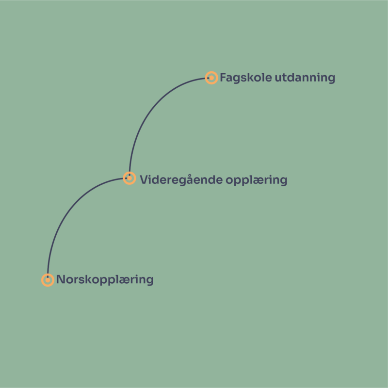 Illustrasjon av en kompetansestige med avstanderte trinn som representerer ulike nivåer av ferdigheter og kvalifikasjoner. Hver trinn symboliserer en progresjon i læring eller faglig utvikling. Bakgrunnen er ren og minimalistisk for å fremheve stigens betydning som en vei til kunnskapsforbedring.